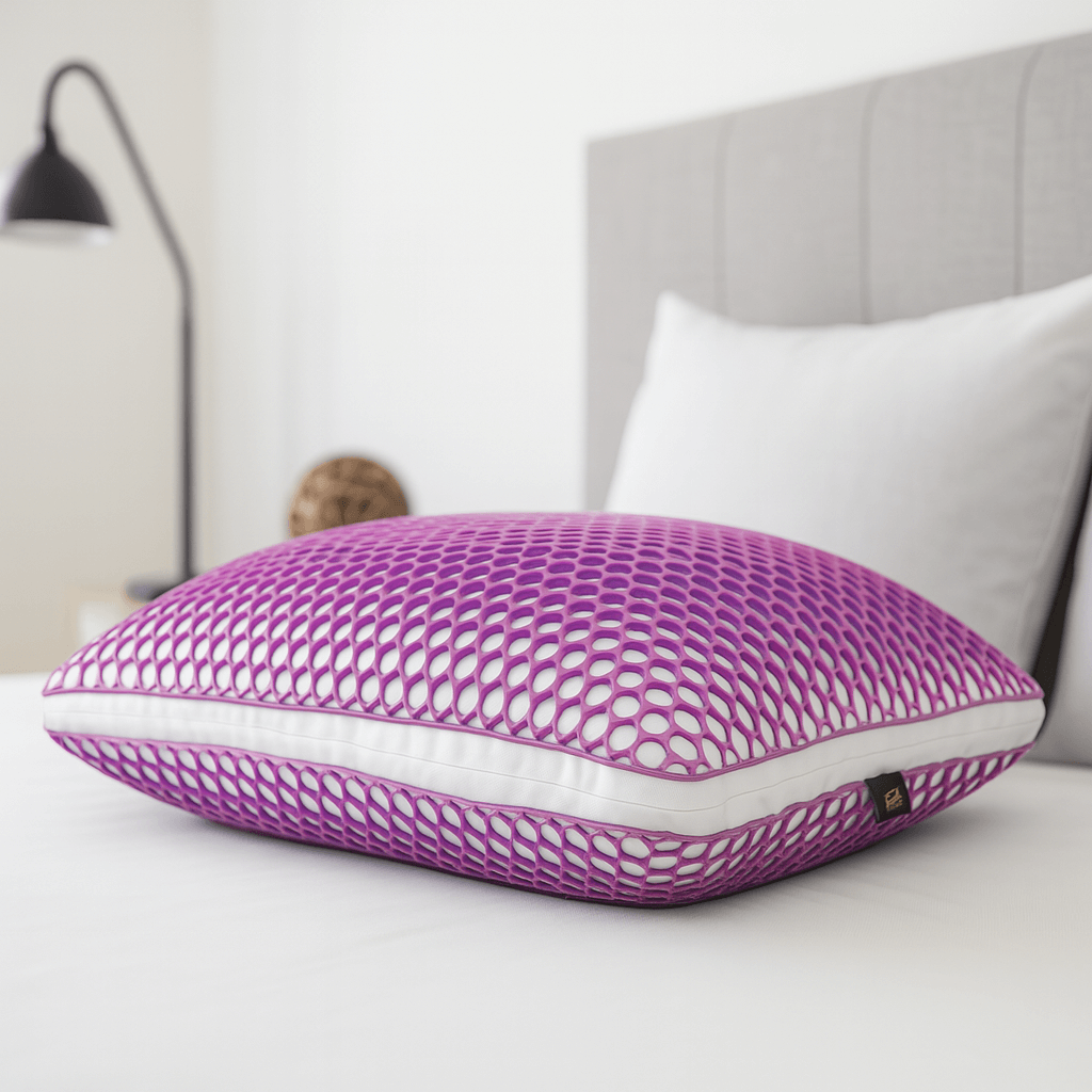 travesseiro Air Flow Purple na cama